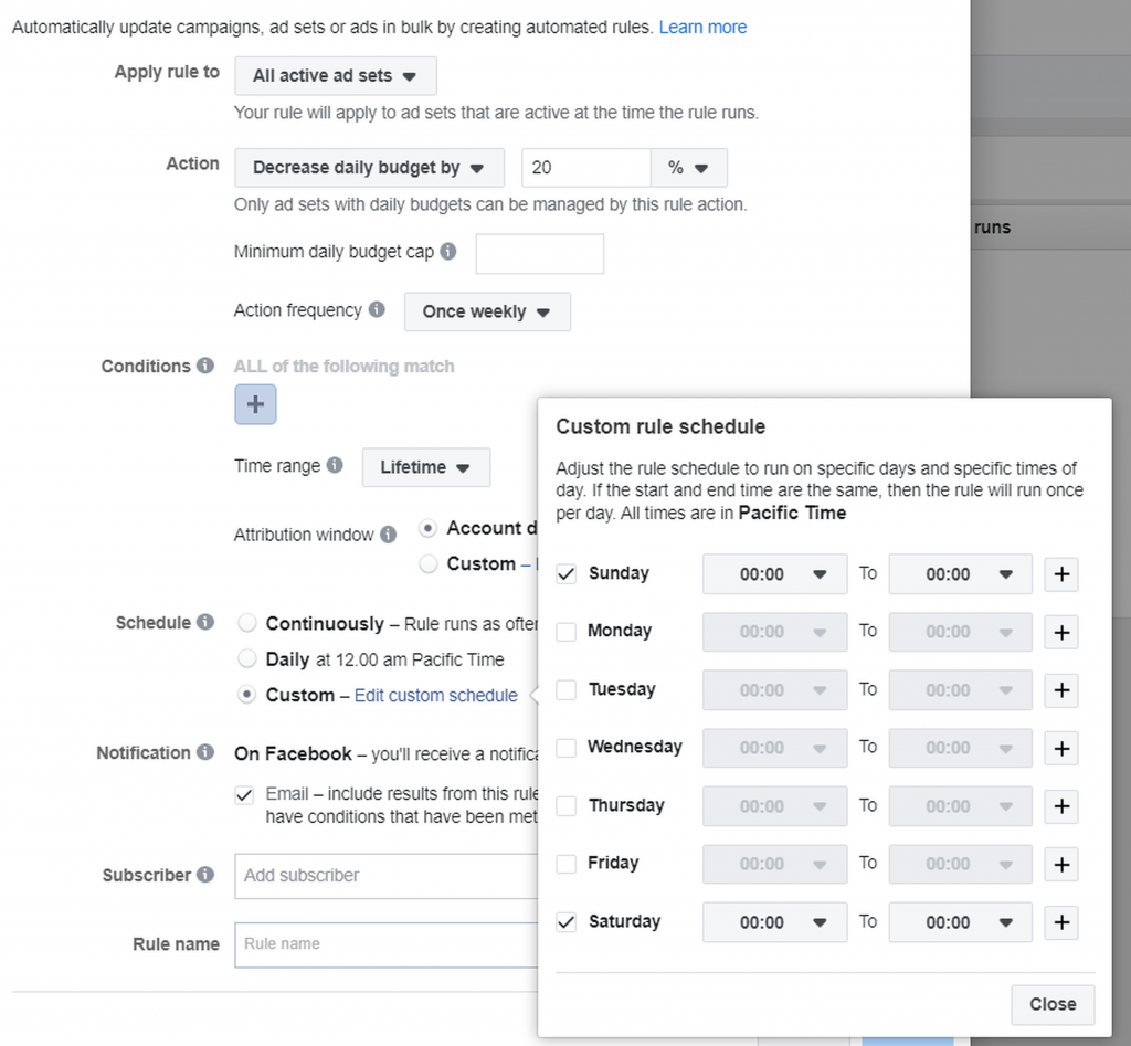 Custom Schedule Automated Rule