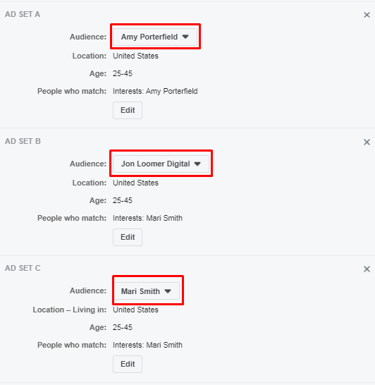 A/B testing interest-based audiences 