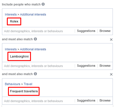 Narrow audience function for Facebook Interest Targeting
