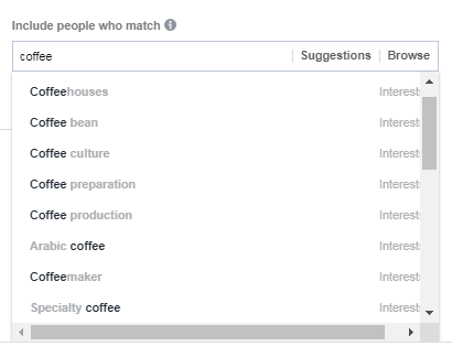 Facebook coffee interest example