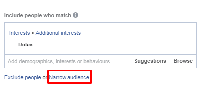 Narrow audience Facebook interest targeting 