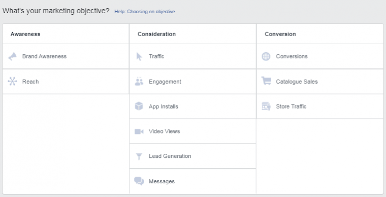 Facebook Ad Objectives 