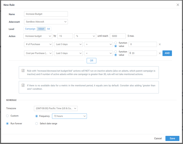 Increase Budget Automated Rule